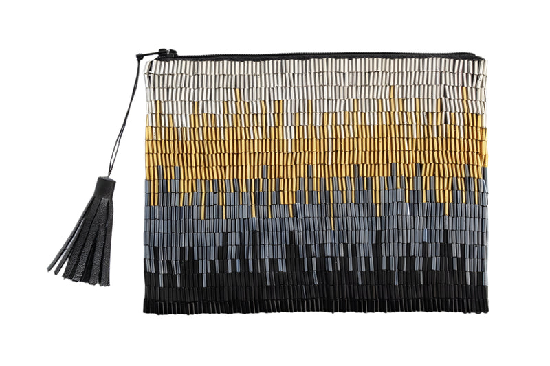 Glass Bead Clutch Flapper Black