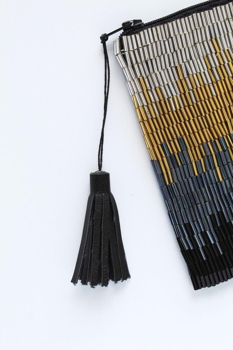 Glass Bead Clutch Flapper Black