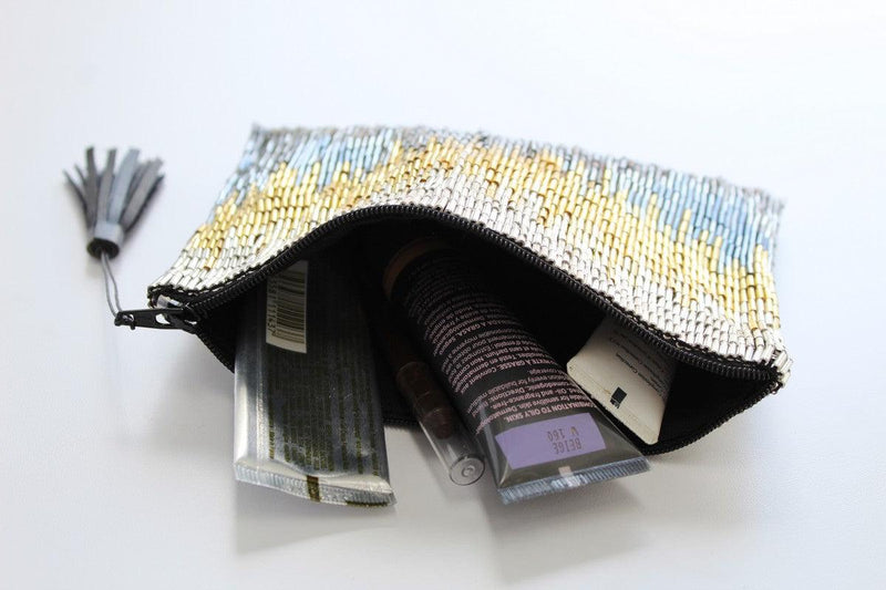 Glass Bead Clutch Flapper Black