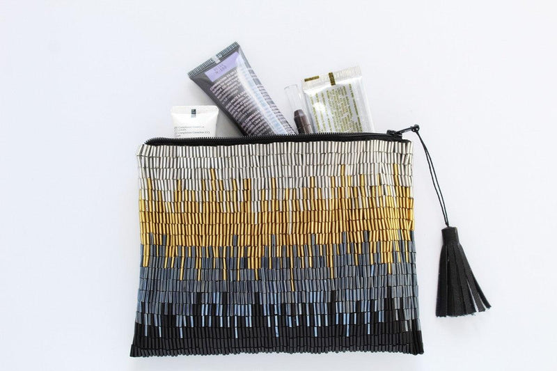 Glass Bead Clutch Flapper Black