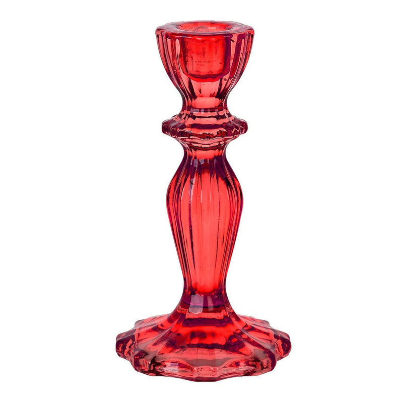 *Boho Red Glass Candle Holder