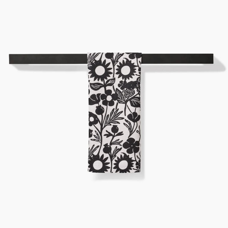 Black Flower Garden Bar Towel