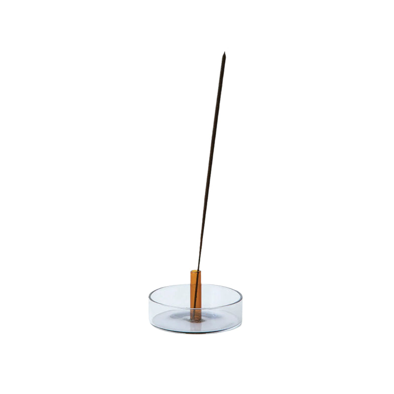 Duo Tone Glass Incense Holder, in Grey-Orange