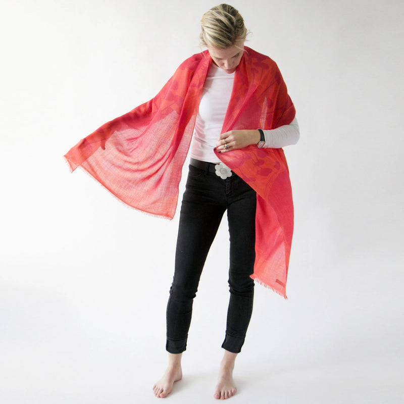 Bloom 100% Merino Wool Scarf in Rose