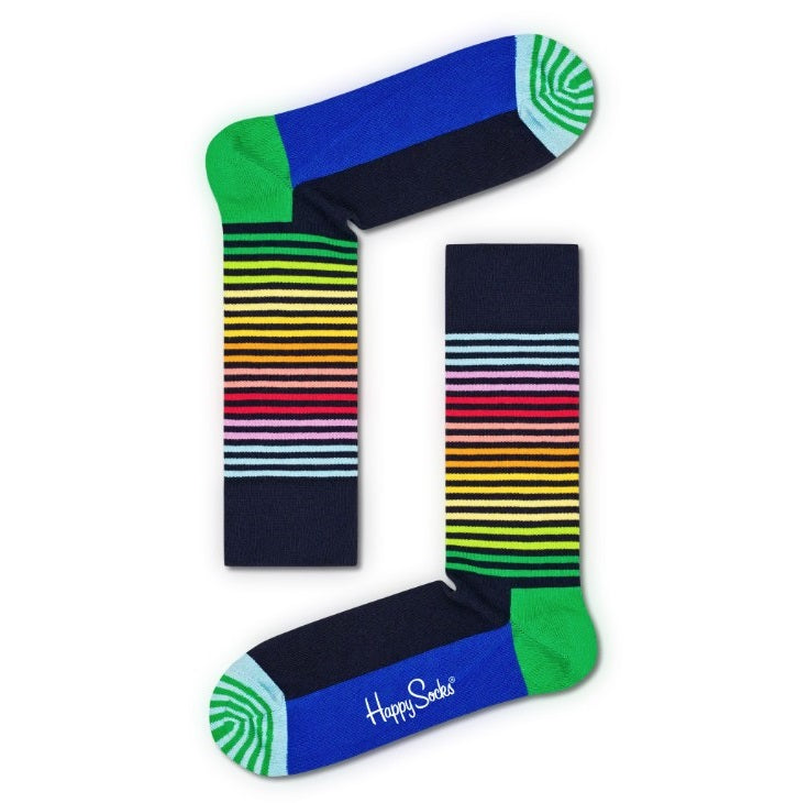 Half Stripe Socks in Navy and Green