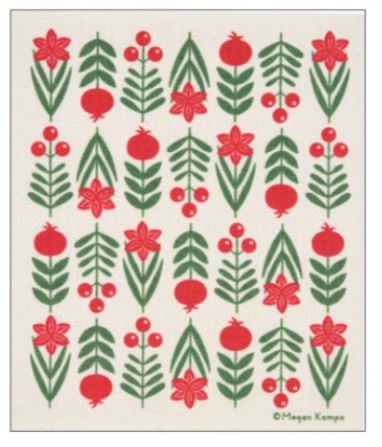Swedish Dish Cloth, Holiday Blooms