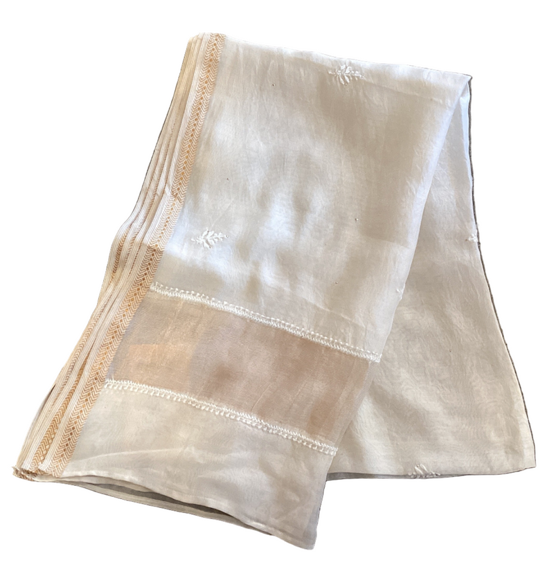 Natural White Cotton/Silk Stole