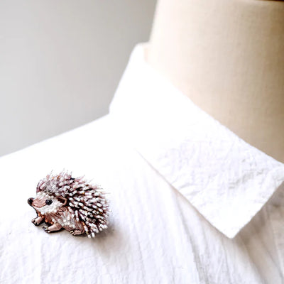 White Breasted Hedgehog Brooch Pin