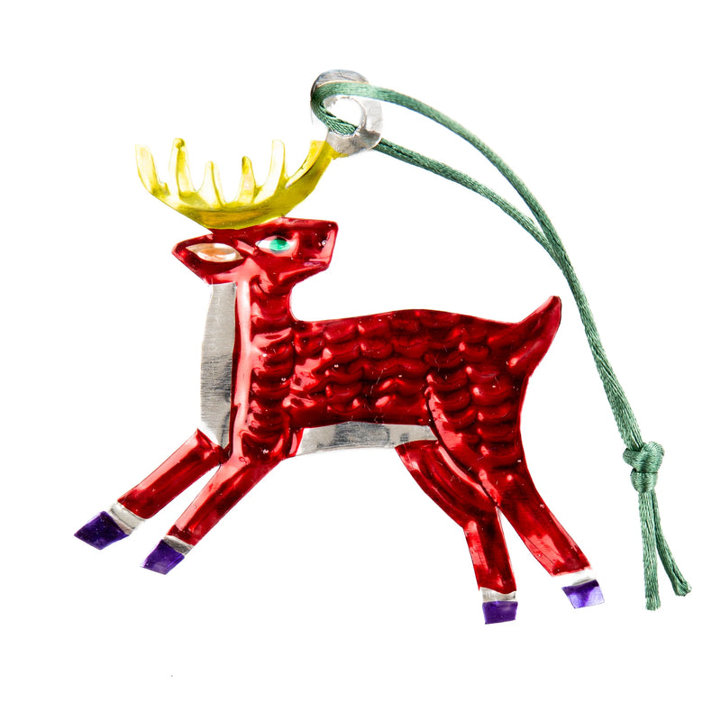 Red Reindeer Tin Decoration