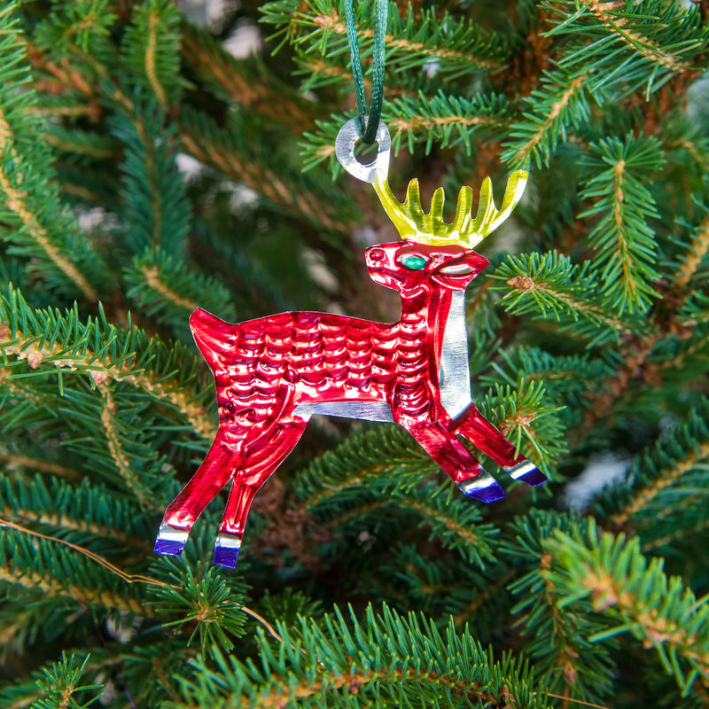Red Reindeer Tin Decoration