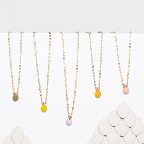 Dainty Dot Necklace in Orange and Gold