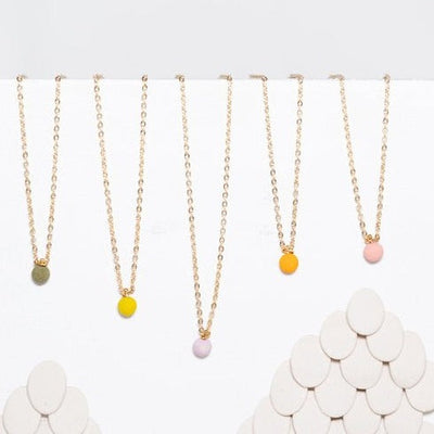 Dainty Dot Necklace in Leaf and Gold