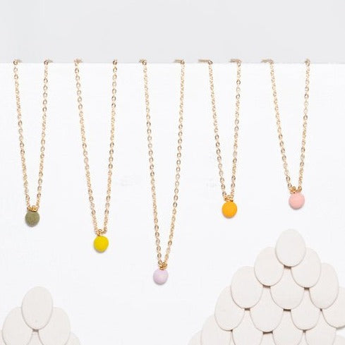 Dainty Dot Necklace in Orange and Gold