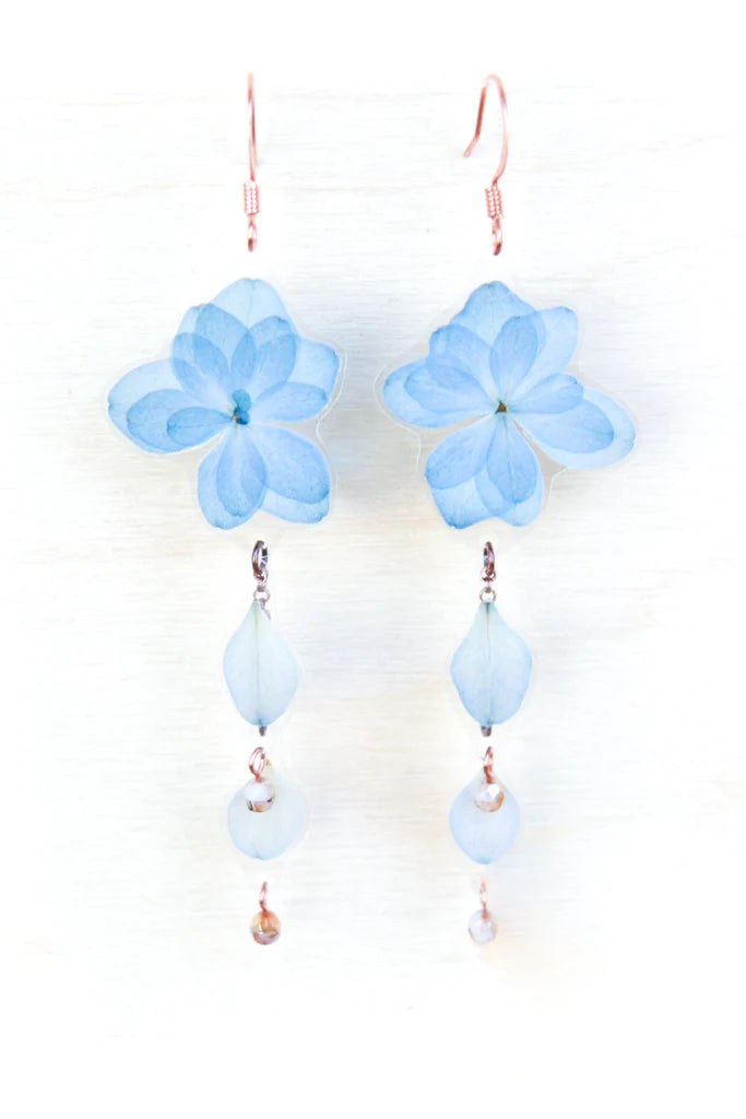 Blue Hydrangea ‘Expression’ Beaded Earrings
