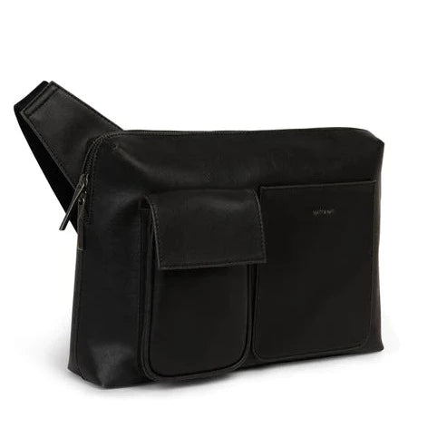 TREY Vintage Vegan Sling Bag, Black