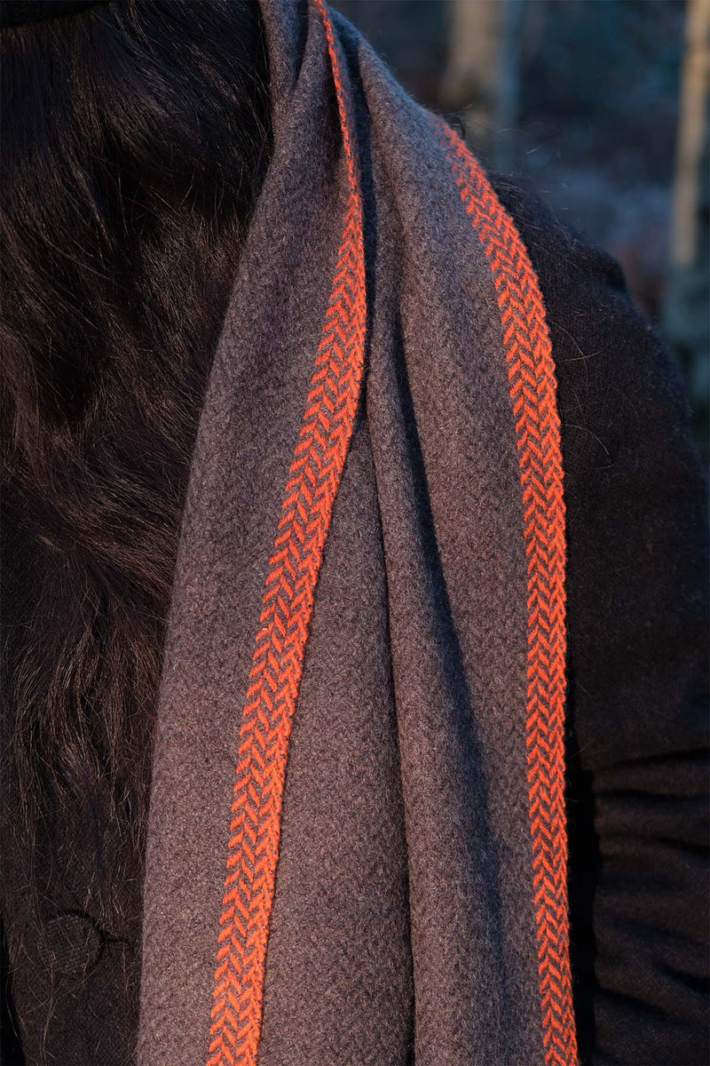 Brim Herringbone Cashmere Scarf - Flame Orange