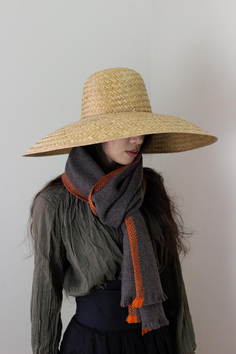 Brim Herringbone Cashmere Scarf - Flame Orange