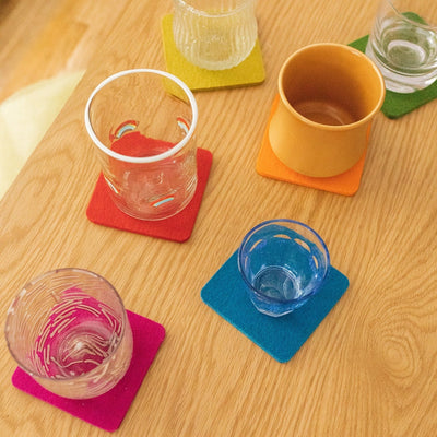 Bierfilzl: Merino Wool Felt Square Coasters in Electric