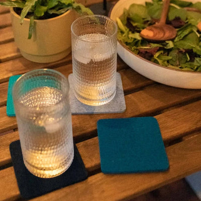Bierfilzl: Merino Wool Felt Square Coasters in Ocean