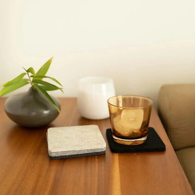 Bierfilzl: Merino Wool Felt Square Coasters in Noir