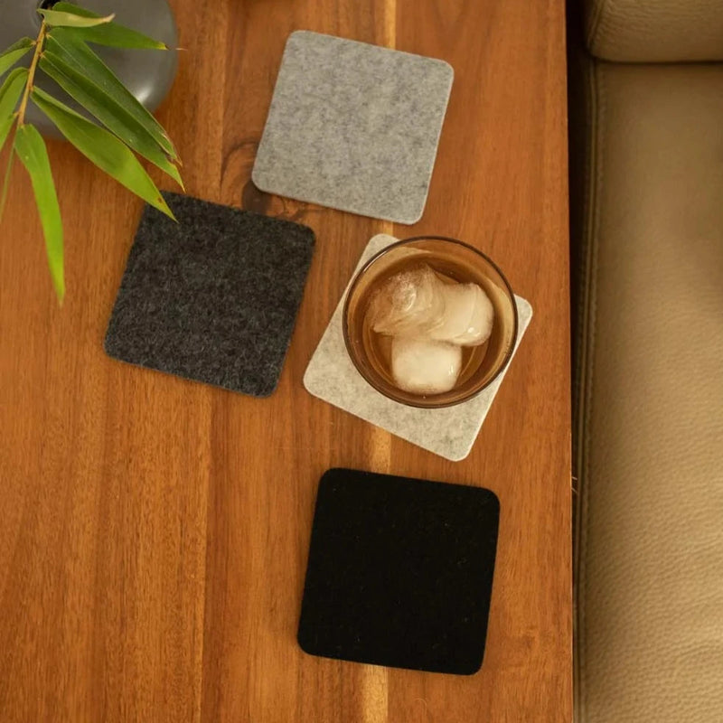Bierfilzl: Merino Wool Felt Square Coasters in Noir