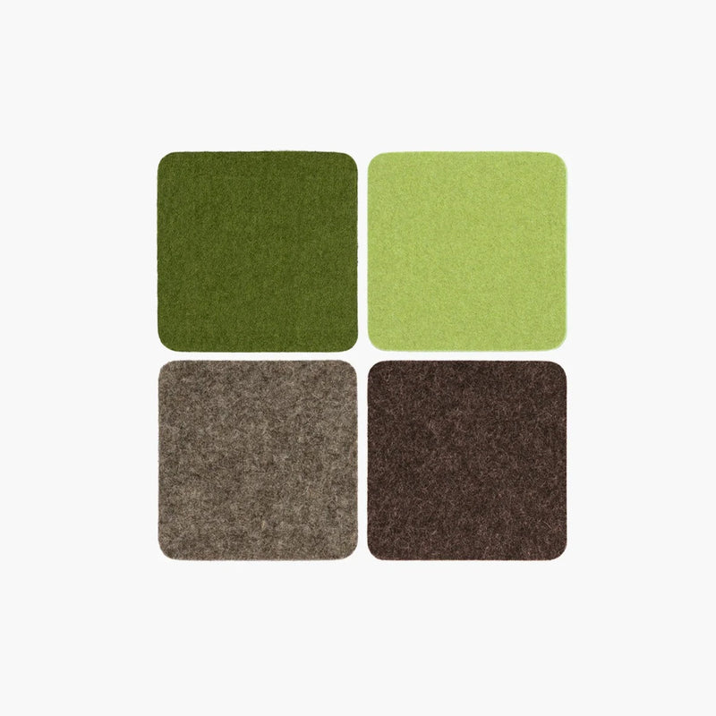 Bierfilzl: Merino Wool Felt Square Coasters in Forest