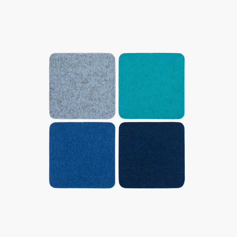 Bierfilzl: Merino Wool Felt Square Coasters in Ocean