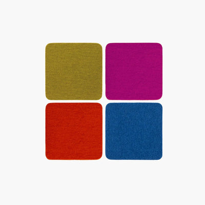 Bierfilzl: Merino Wool Felt Square Coasters in Electric