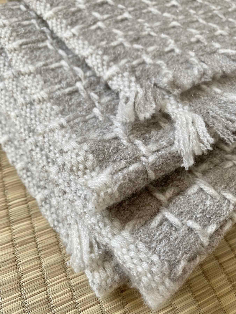 Grid Cashmere Scarf - Smoke Grey