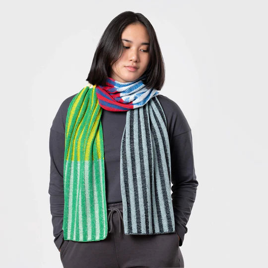 Hi-Low Stripe Knit Scarf