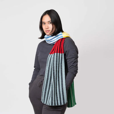 Hi-Low Stripe Knit Scarf