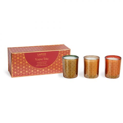 Votive Candles, Holiday Trio Set - Midnight Currant, Woodland Spruce & White Maple Bourbon