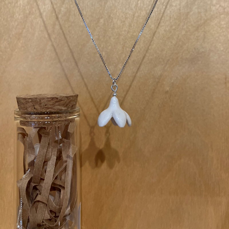 Porcelain Snowdrop Floral Necklace