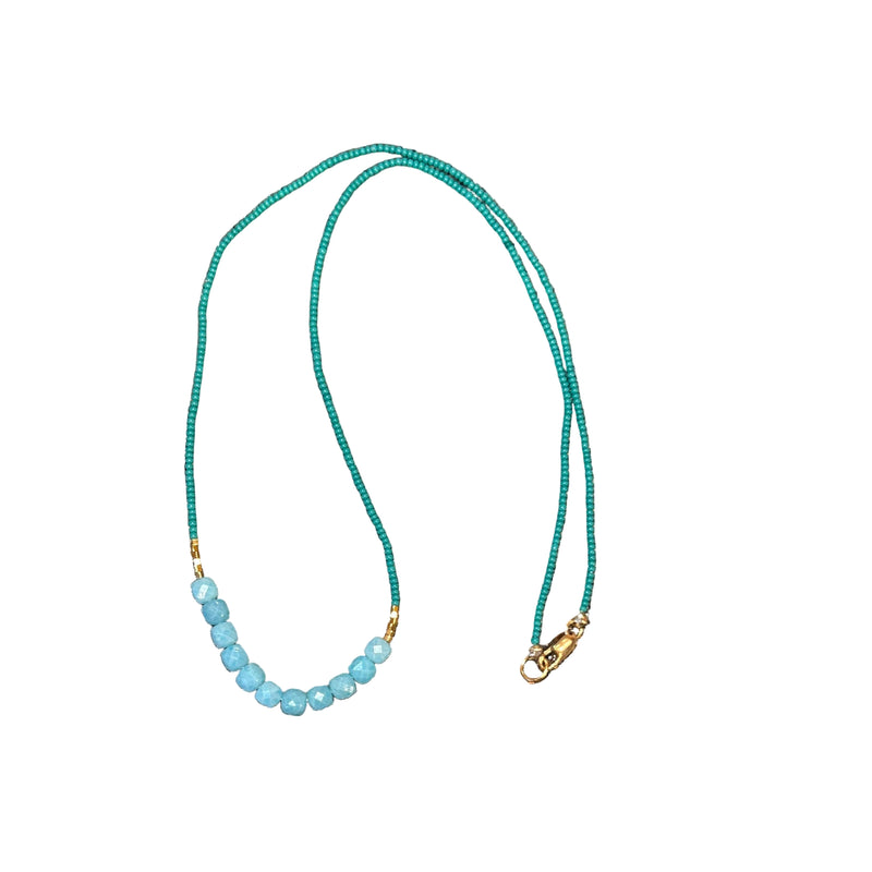 Amazonite and Jade Seed Bead - Necklace