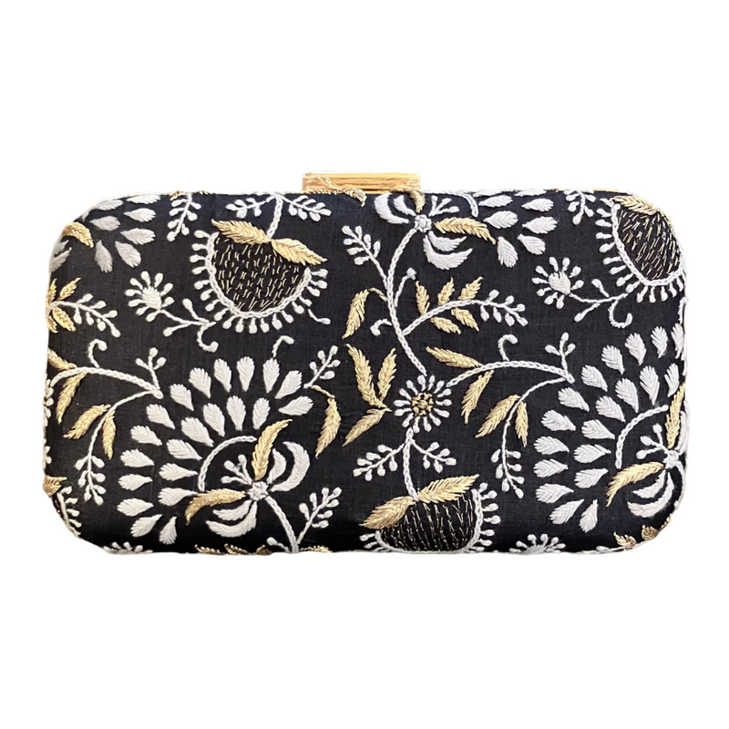 Embroidered Clutch with Chain