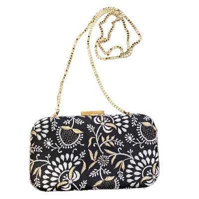 Embroidered Clutch with Chain