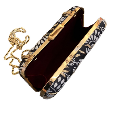 Embroidered Clutch with Chain