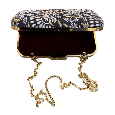 Embroidered Clutch with Chain
