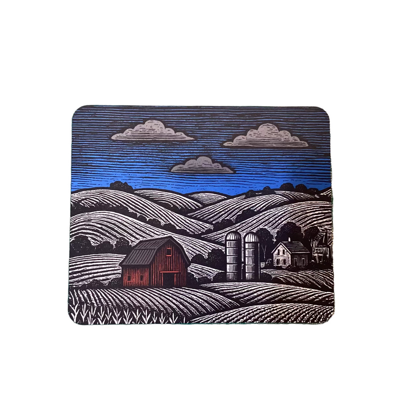AKAR Designed: Iowa Farm Red Barn Blue Sky Mouse Pad