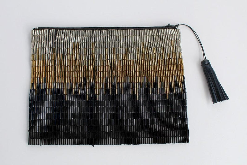 Glass Bead Clutch Flapper Black