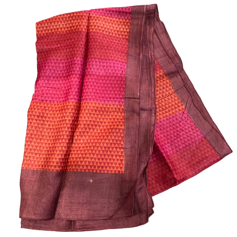 Red Block Print Silk