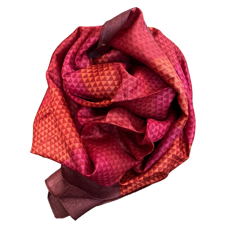 Red Block Print Silk