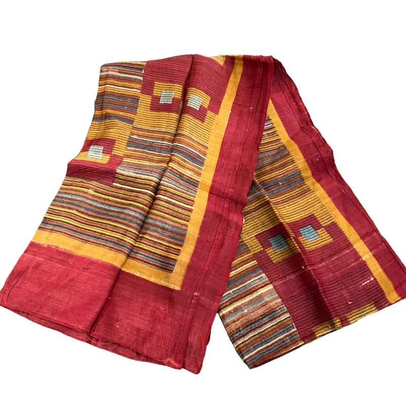 Mustard and Block Block Print Silk