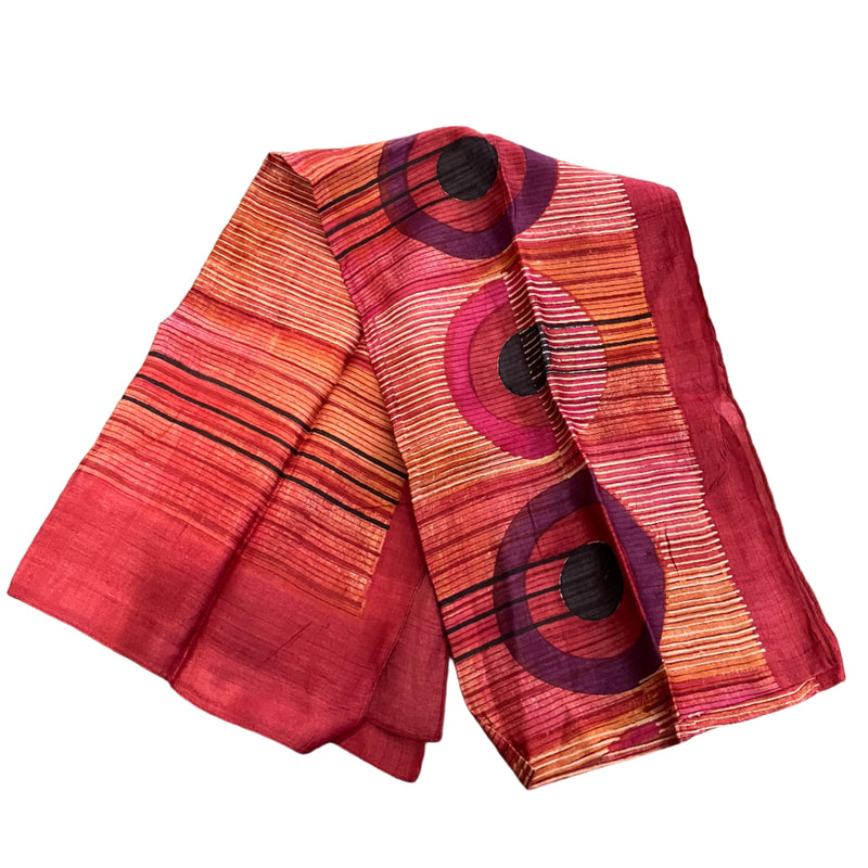 Rust Dot Block Print Silk Stole