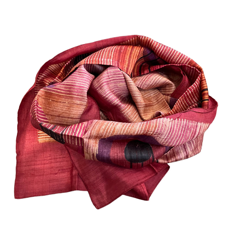 Rust Dot Block Print Silk Stole