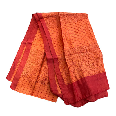 Rust Red Block Print Silk Stole