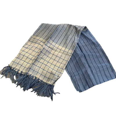 Blue Block Print Silk Stole