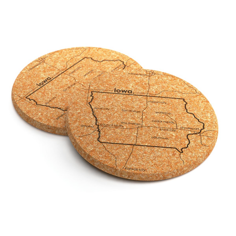 Iowa Cork Coaster (set of 2)
