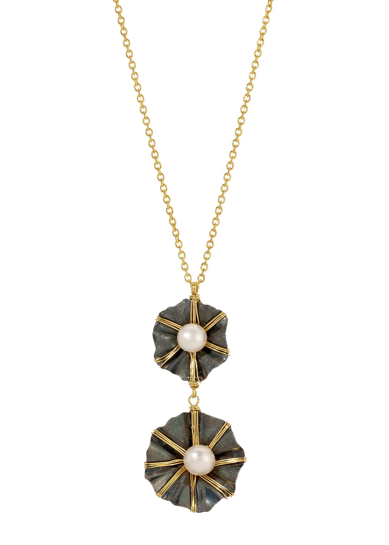 Morning Glory Double Drop Necklace in Mixed Metal