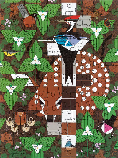 Charley Harper 120-Piece Double-Sided Jigsaw Puzzle Set